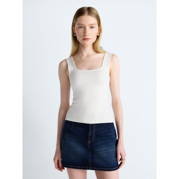 Scoop Women's Square Neck Sweater Tank Top, Sizes XS-XXL