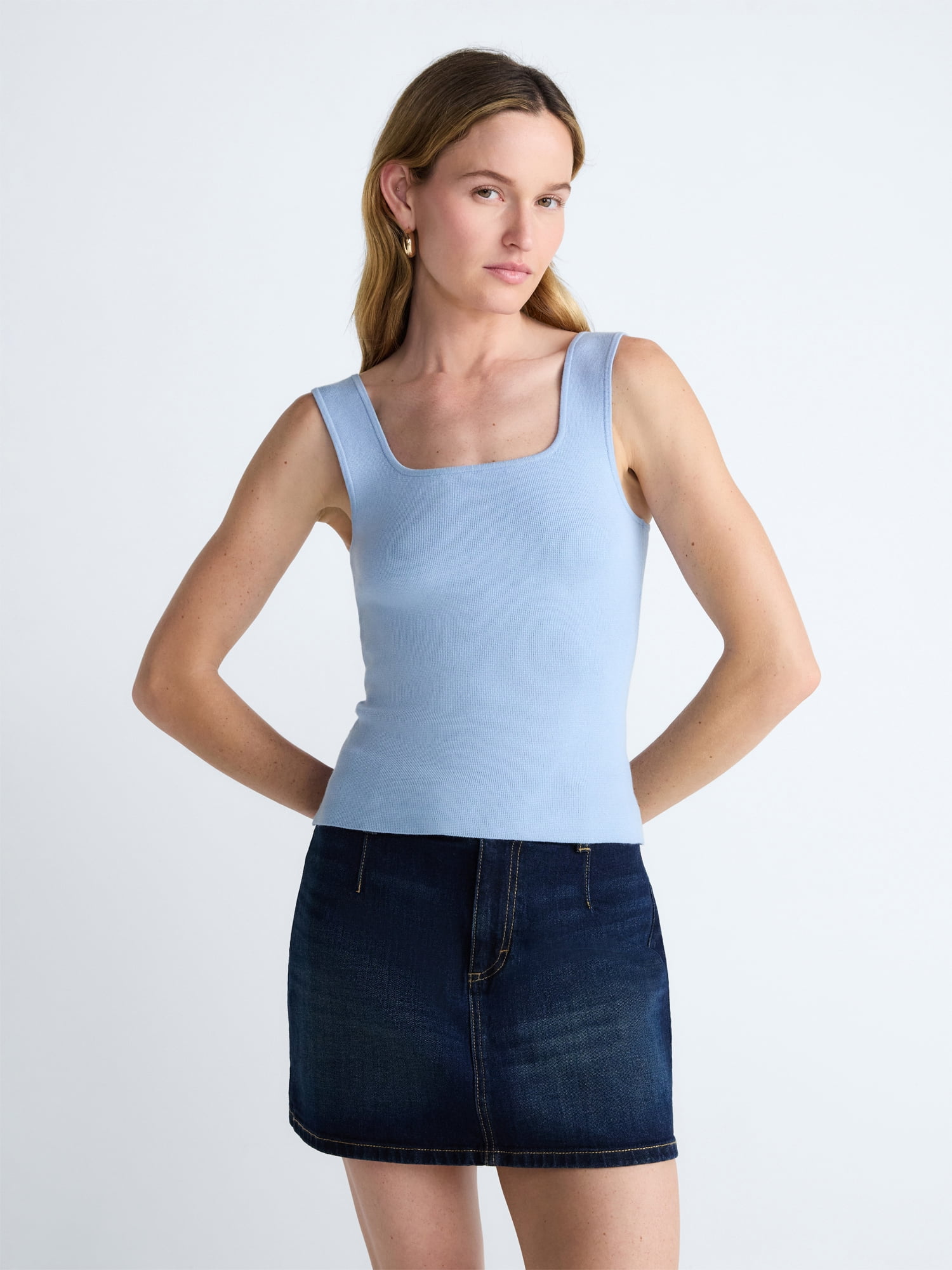 Scoop Women's Square Neck Sweater Tank Top, Sizes XS-XXL