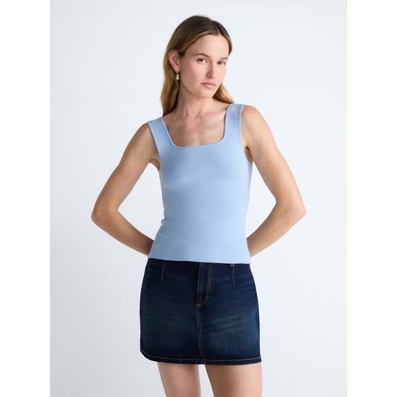 Scoop Women's Square Neck Sweater Tank Top, Sizes XS-XXL