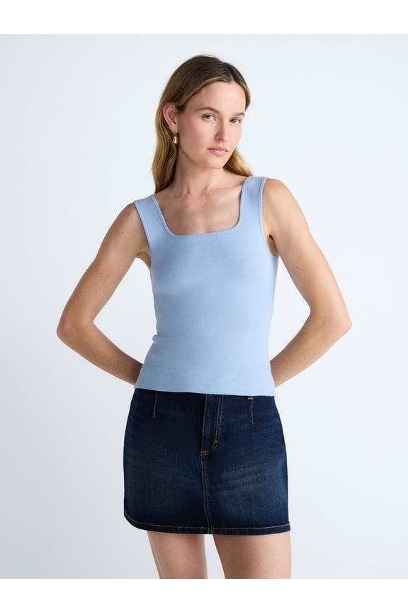 Women's Square Neck Sweater Tank Top, Sizes XS-XXL