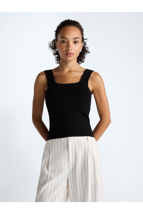 Women's Square Neck Sweater Tank Top, Sizes XS-XXL