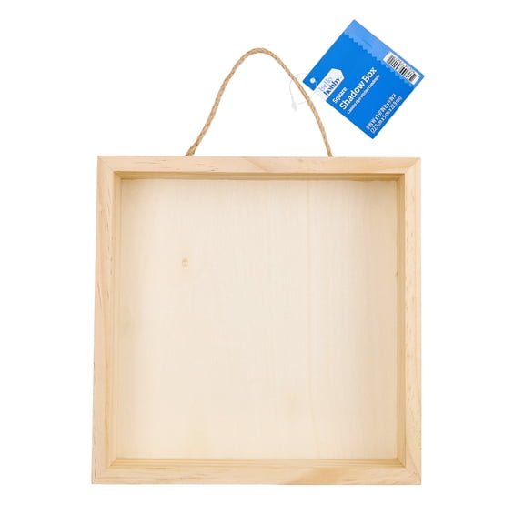 Hello Hobby Square Shadow Box, Unfinished Wood Frame, W 9"x H 9"x D 1.97"