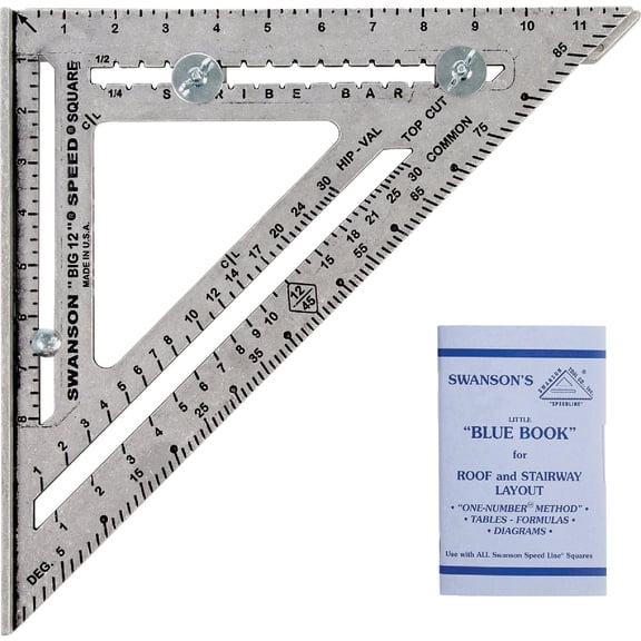 Swanson Tool Co, Inc. Speed Square Triangle - Aluminum, Instruction Book - 12", Multicolor  Residential Use, Standard Application