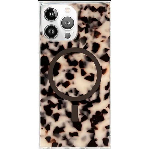 SQUARE Tortoise Shell MagSafe Compatible Case for Apple iPhone 16 Pro Max Shockproof Protective Cover