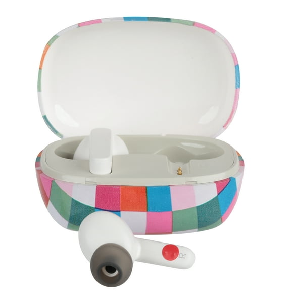 Wireless Bluetooth Earbuds with Charging Case and 20 Hours Playtime, Squares Pattern