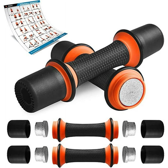 SQUATZ 7 lbs. Dumbbell Weight Set - Adjustable Weight All-in-One Versatile Dumbbells for Women, Non-Slip Neoprene Ideal for Common Movement and Multi Functional Exercise, Home Gym Training