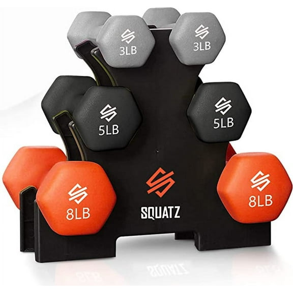 SQUATZ Anti-Slip Dumbbell Weights Set, Gray, Black And Orange, 3 lbs