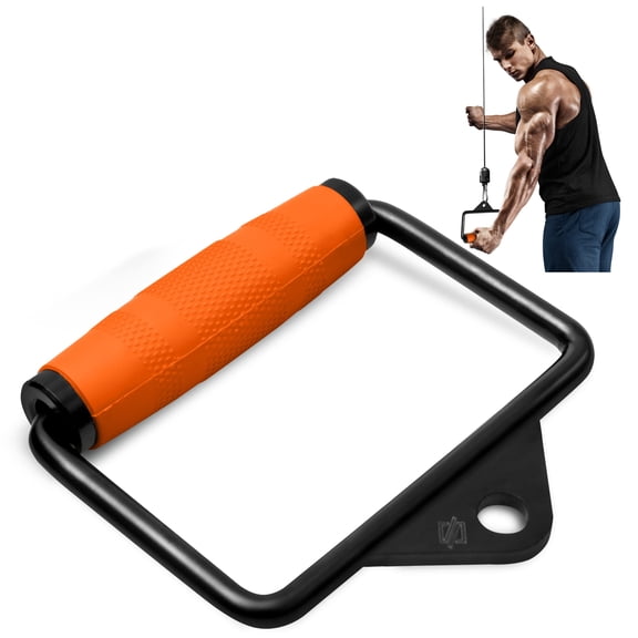 SQUATZ Weight Workout Single D Row Handle Cable Attachment, NonSlip Textured Handle, Steel Construction, 360 Rotational Knuckle, 0.53Inch Hole