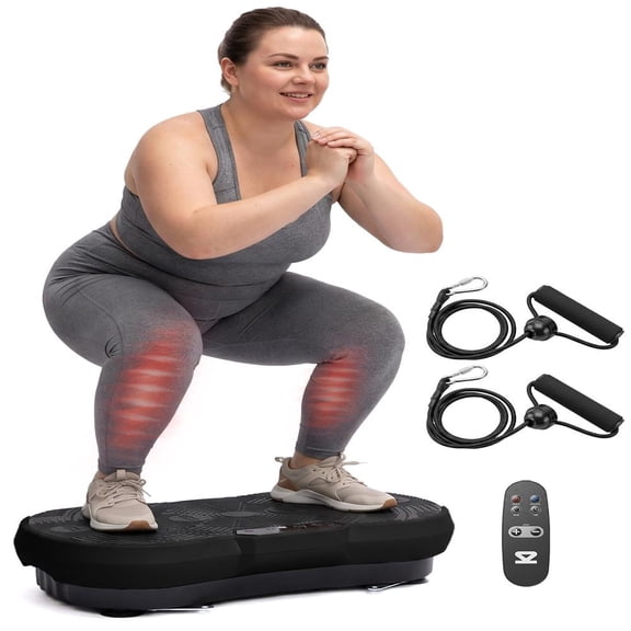 SQUATZ Vibration Plate Exercise Machine – Full Body Fitness Platform with 99 Speed Levels, 9 Preset Programs, Resistance Bands & Remote, 265 lb Capacity (Black)
