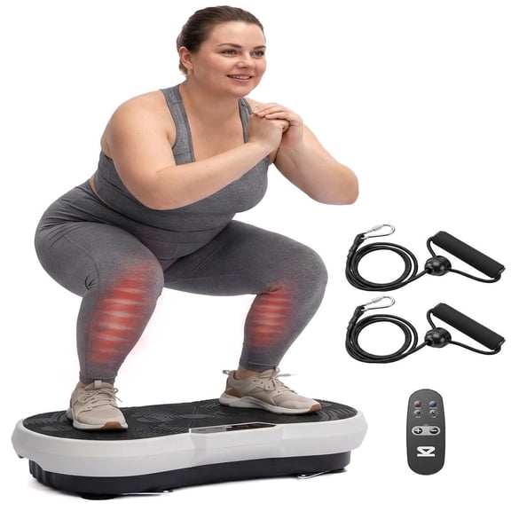 SQUATZ Vibration Plate Exercise Machine – Full Body Fitness Platform with 99 Speed Levels, 9 Preset Programs, Resistance Bands & Remote, 265 lb Capacity (Grey)