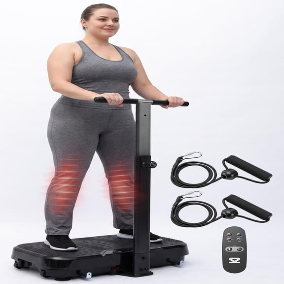 SQUATZ Vibration Plate Exercise Machine with Handlebar – Portable Fitness Platform with 1-99 Speed Levels, 10 Preset Programs & Remote Control (Black)