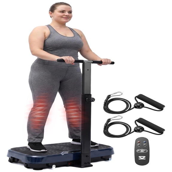 SQUATZ Vibration Plate Exercise Machine with Handlebar – Portable Fitness Platform with 1-99 Speed Levels, 10 Preset Programs & Remote Control (Blue)