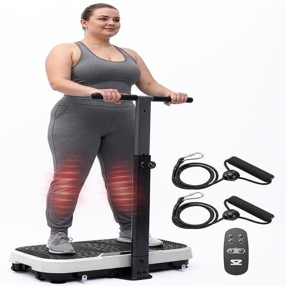 SQUATZ Vibration Plate Exercise Machine with Handlebar – Portable Fitness Platform with 1-99 Speed Levels, 10 Preset Programs & Remote Control (Gray)