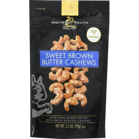 SQUIRREL BRAND, CASHEWS, SWT BROWN BUTTER, Pack of 6, Size 3.5 OZ - No Artificial Ingredients