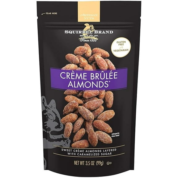 SQUIRREL BRAND Crme Brulee Almonds, 3.5 OZ Resealable Bag