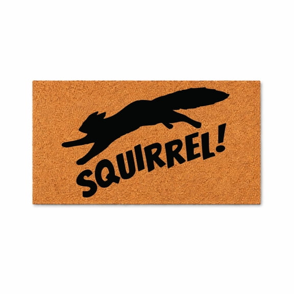 SQUIRREL! Doormat, Funny Entryway Mat, Jumping Squirrel Silhouette, Housewarming Gift, New Home Decor 3226 (24x72 inches) 3226