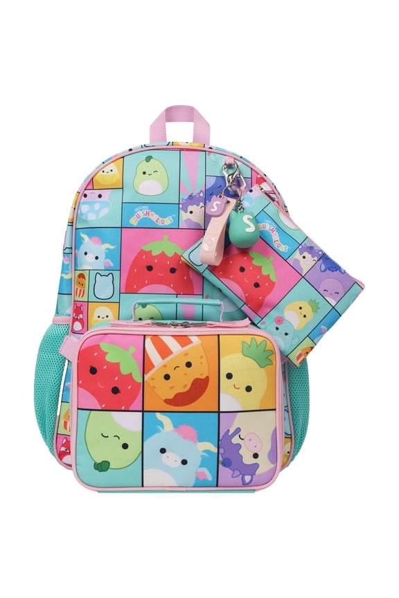 Squishmallow 5-Piece Backpack Set with Detachable Lunch Bag
