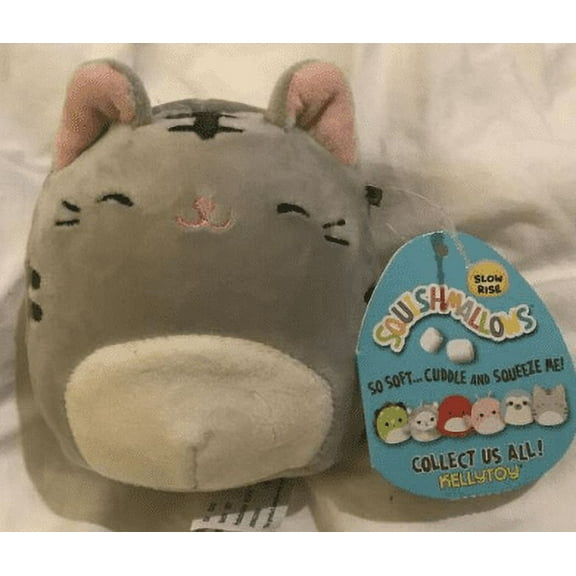 SQUISHMALLOW TALLY THE GREY CAT PLUSH 4 INCH SLOW RISE