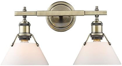 Aged Brass 2-Light Vanity with Opal Glass Shades