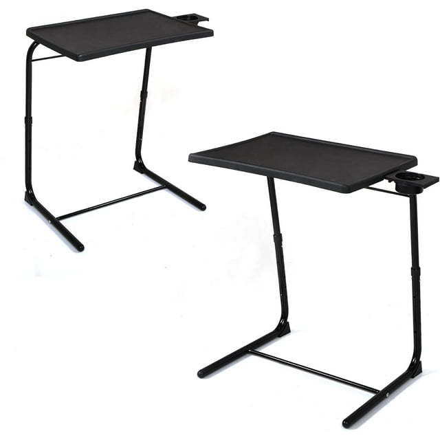 SQWCFD Adjustable TV Tray with 6 Height and 3 Tilt Angle Folding TV