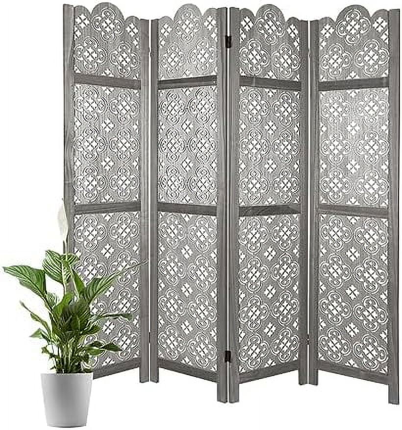 SQWCFD Carved Room Dividers 4 Panel Room Divider with Carved Vintage Style Room Dividers and