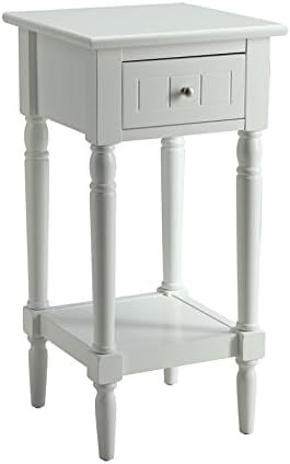 White Wood French Country End Table with Storage