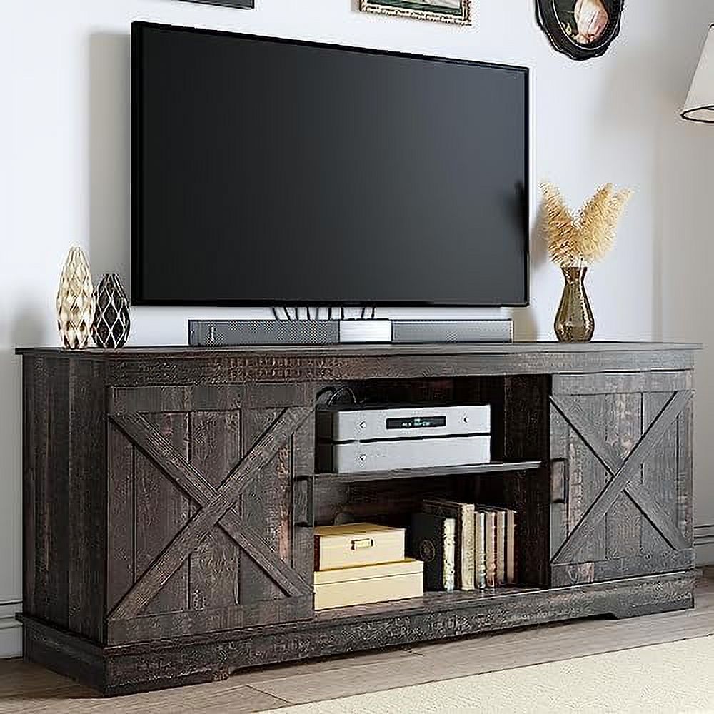 SQXCF Farmhouse TV Stand for 65/60/ 55 Inch TV Rustic Modern