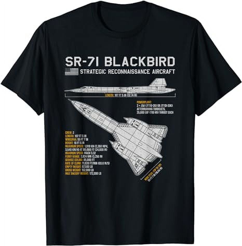 SR-71 Blackbird Aircraft Airplane Spy Plane Blueprint Data T-Shirt ...