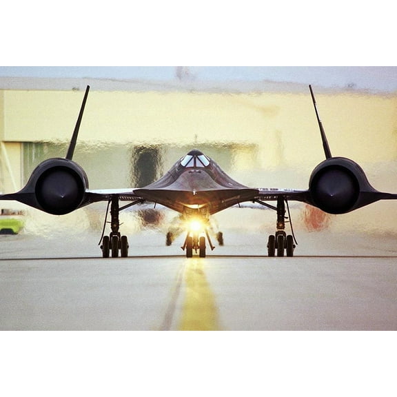 SR-71 Blackbird Taxi on Ramp w/ Engines - 24x36 Inch Laminated Aviation Poster - Stunning Detail and Bold Colors