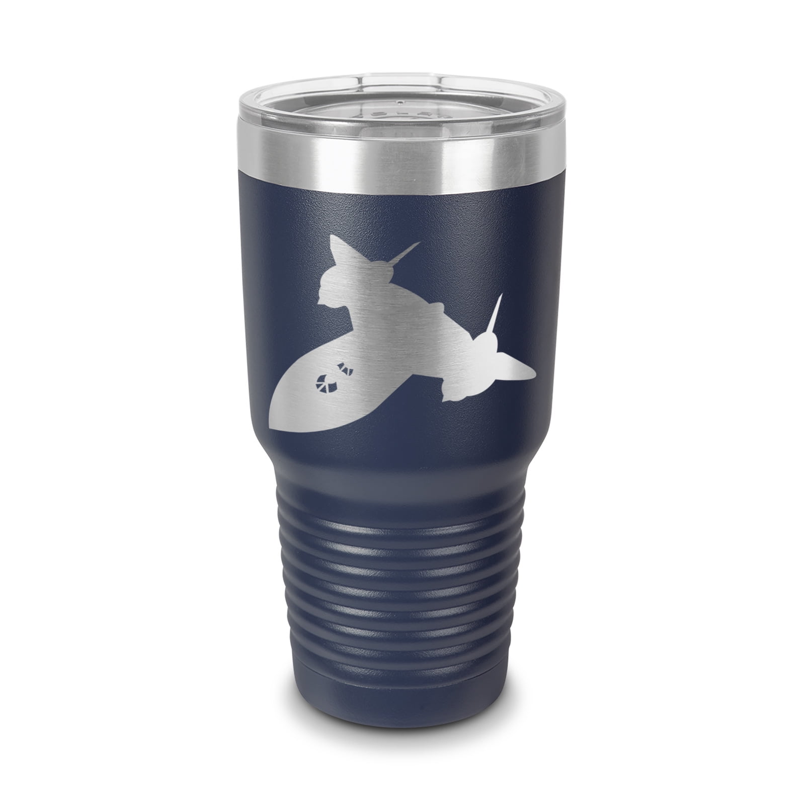 SR-71 Blackbird Tumbler 30 oz - Laser Engraved w/ Clear Lid - Stainless