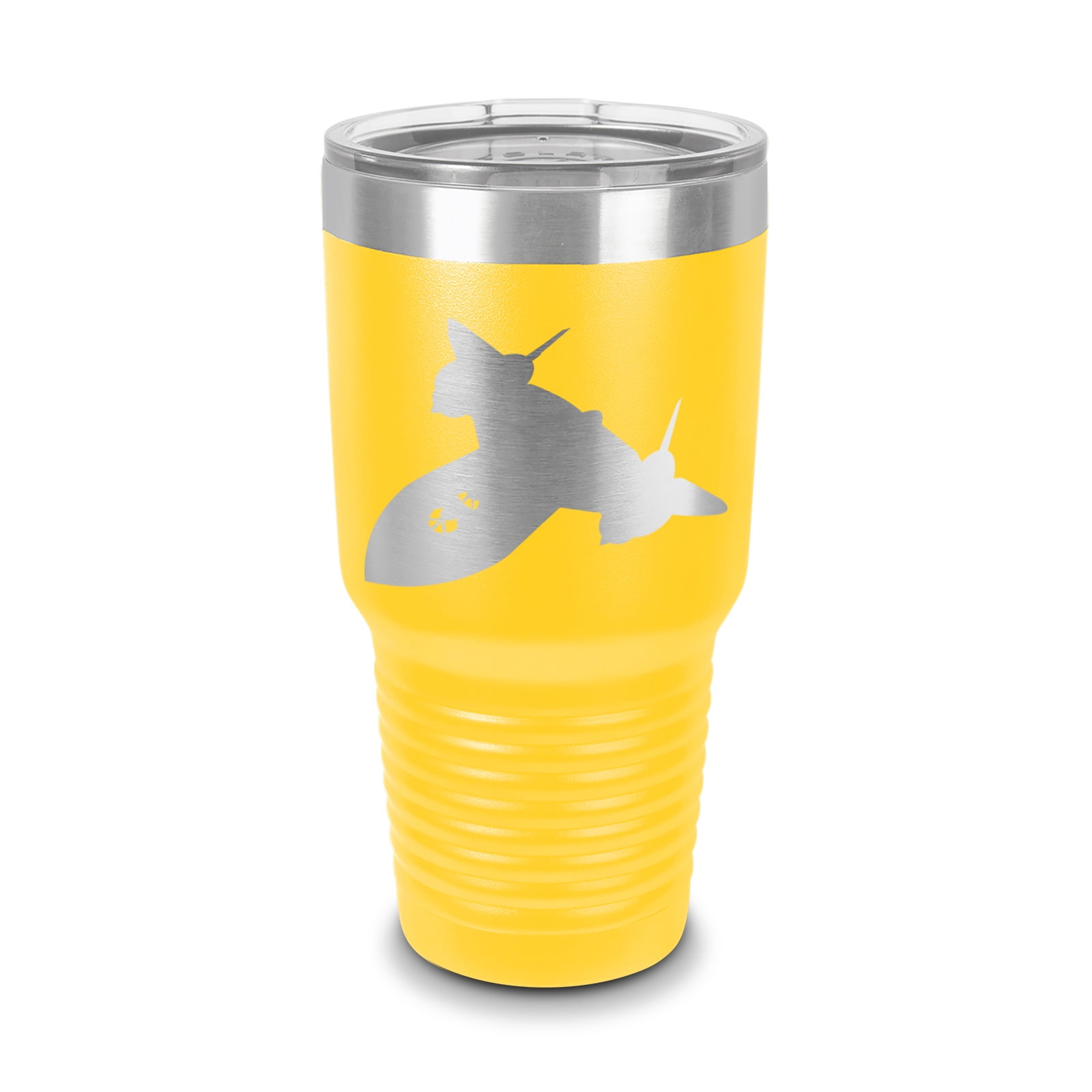 SR-71 Blackbird Tumbler 30 oz - Laser Engraved w/ Clear Lid - Stainless