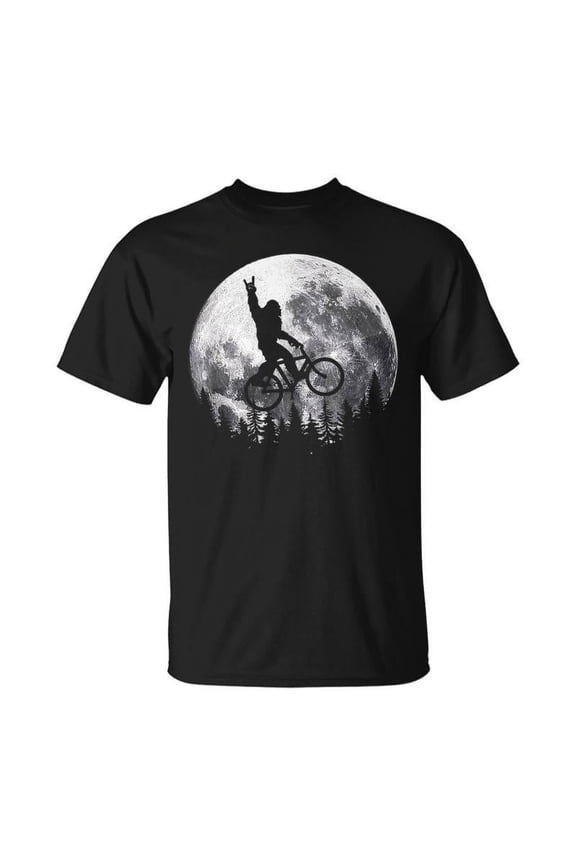 Bigfoot Ridding Mountain Bike On Moon Cycling Sasquatch Mtb Unisex T-Shirt