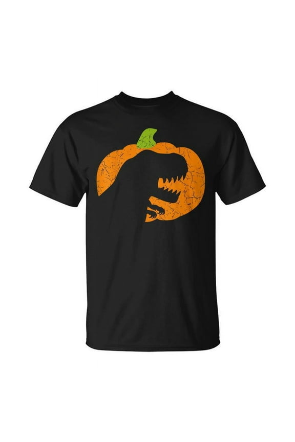 Boys Halloween Pumpkin T-Rex Dinosaur Silhouette T-Shirt