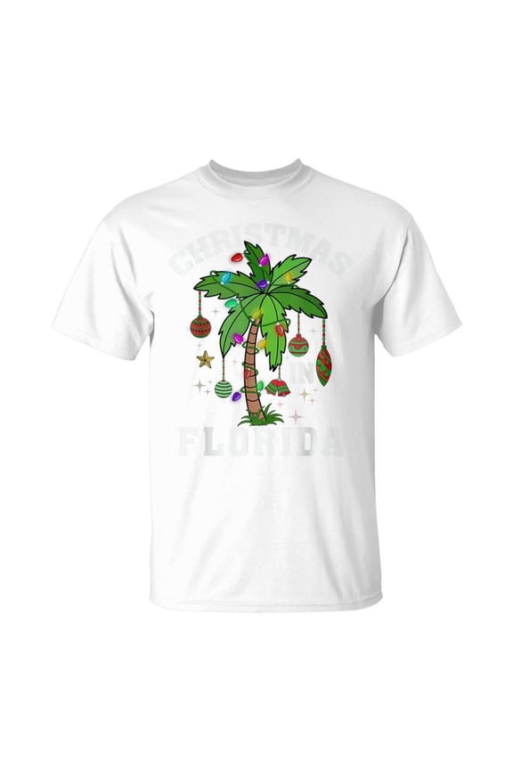 Christmas In Florida Deck The Palm Tree Xmas Winter Vacation T-Shirt