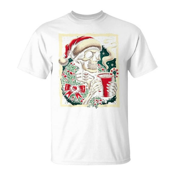 SR Christmas Skeleton Hot Cocoa Dead Inside Spooky Xmas Holiday T-Shirt