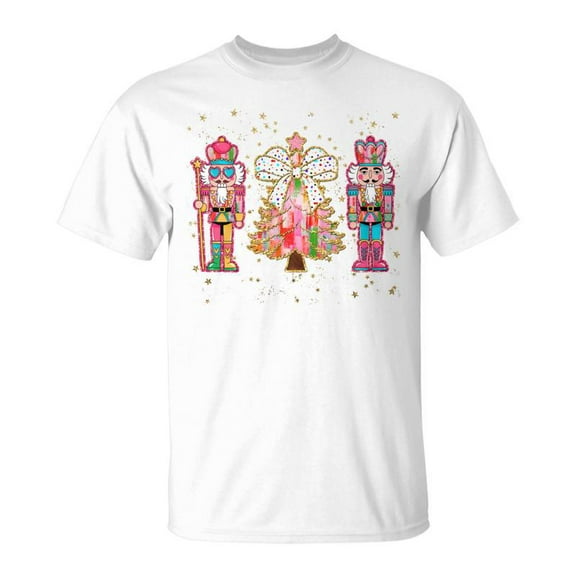 SR Colorful Coquette Bow Nutcracker Christmas Tree Girls T-Shirt