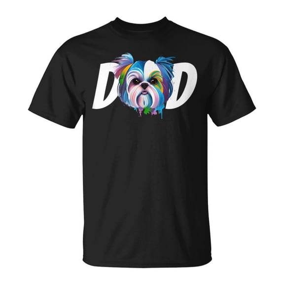 SR Colorful Shih Tzu Dad Dog Lovers Fathers Day T-shirt