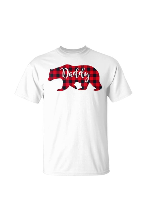 Daddy Bear Black Red Buffalo Check Plaid Fun Dad Father T-Shirt
