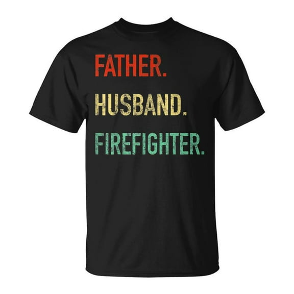 SR Father Husband Firefighter Dad Fireman Vintage Fathers Day T-shirt