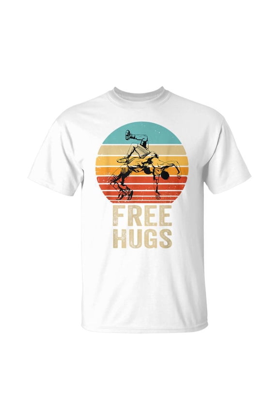 Free Hugs Wrestling Vintage Wrestle Idea Mom Dad T-Shirt