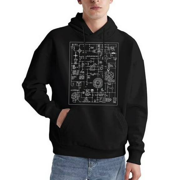 SR Graphic Hoodie Sweatshirt, All Gender Oversized Hoodie Sweatshirt, Print Long Sleeve Hoodie, Black, Men's Sizes L 1033187