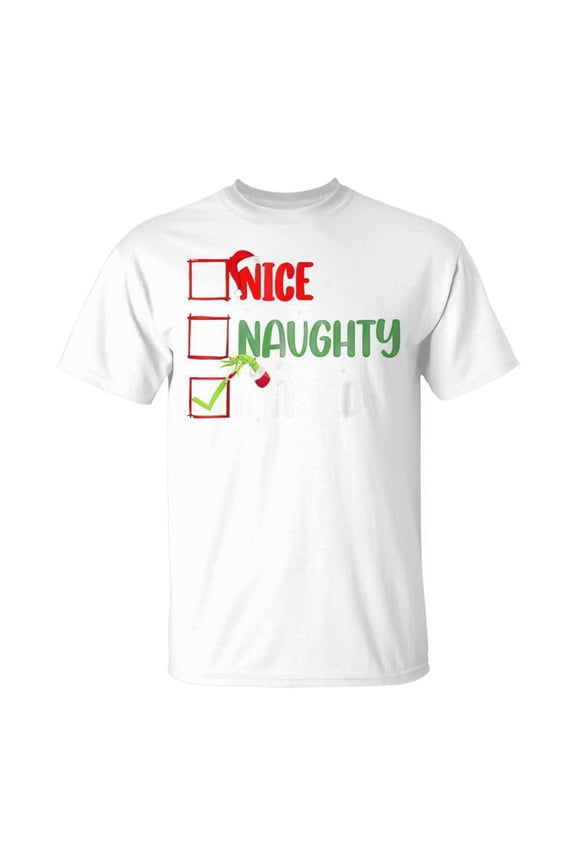 Groovy Nice Naughty I Tried Christmas 2024 Santa Claus Meme T-Shirt