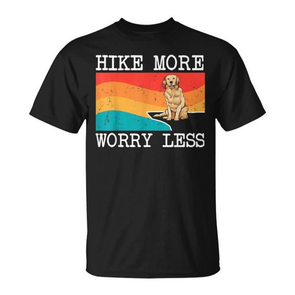 SR Hike More Worry Less Golden Retriever Graphic Hiking T-shirt
