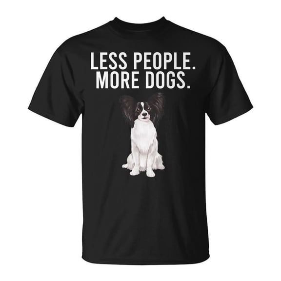 SR Less People More Dogs Papillon Introvert T-shirt