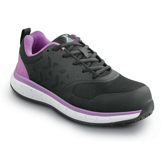 SR Max Dillon, Women's, Black/Purple, Athletic Style, MaxTRAX Slip Resistant, Steel Toe Work Shoe (8.0 EW)