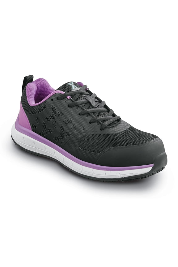 Dillon, Women's, Black/Purple, Athletic Style, MaxTRAX Slip Resistant, Steel Toe Work Shoe (9.5 M)