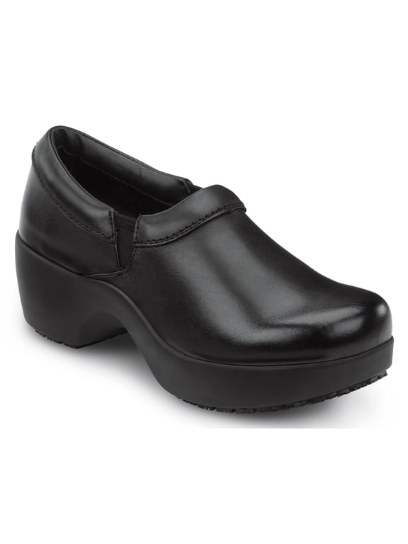 Geneva, Black, Women's, Clog Style Slip Resistant Soft Toe Work Shoe. (6.5 M)
