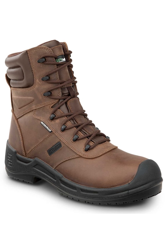 Logan, Men's, Brown, Comp Toe, EH, Waterproof, Insulated, Slip Resistant 8 Inch Work Boot. (14.0 EW)