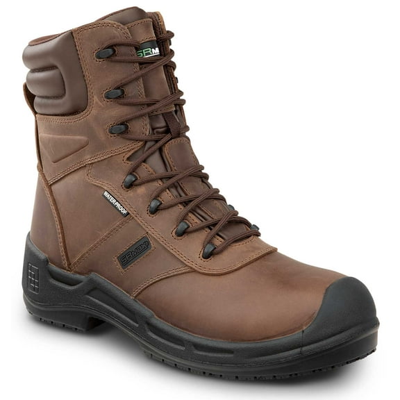 SR Max Logan, Men's, Brown, Comp Toe, EH, Waterproof, Insulated, Slip Resistant 8 Inch Work Boot. (9.5 EW)