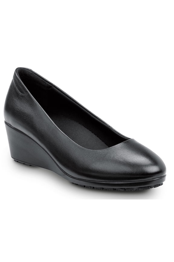 Orlando, Women's, Black Dress High Wedge Style Soft Toe Slip Resistant Work Shoe. (9.5 M)